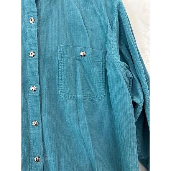 Teal Button-Up Women's Shirt - Picture 3 of 8